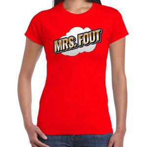Mrs. Fout fun tekst t-shirt voor dames rood in 3D effect - Feestshirts