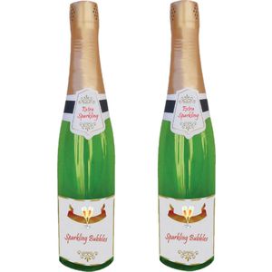 Opblaasbare champagne fles - 2x - Fun/fop/party/oud jaar/Bruiloft - versiering/decoratie - 76 cm - Opblaasfiguren