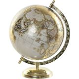 Decoratie wereldbol/globe goud op metalen voet 20 x 28 cm - Wereldbollen