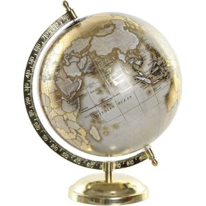 Decoratie wereldbol/globe goud op metalen voet 20 x 28 cm - Wereldbollen