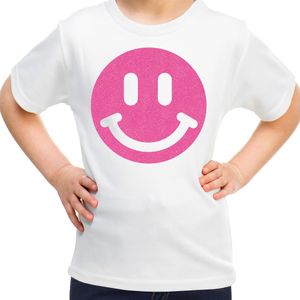 Verkleed T-shirt voor meisjes - smiley - wit - carnaval - feestkleding voor kinderen - Feestshirts