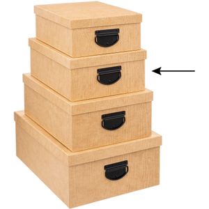 5Five Opbergdoos/box - 2x - goudgeel - L30 x B24 x H12 cm - Stevig karton - Industrialbox