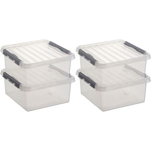 6x Sunware opbergbox/opbergdoos transparant 18 liter 40 x 40 x 20 cm - Opbergbox