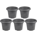 10x Plantenbak/plantenpot Flori grijs 18 cm kunststof tuindecoratie/tuinversiering - Plantenbakken