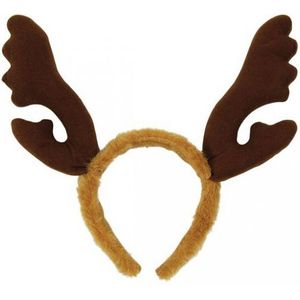 Kerst haarband met bruin gewei - Verkleedattributen