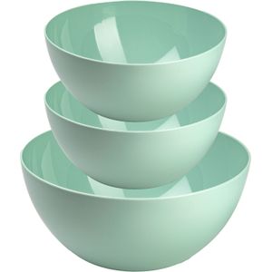 Plasticforte voedsel serveer schalen set - 3x stuks - mintgroen - kunststof - Dia 23 en 26 cm