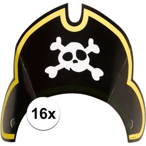 16x Feestartikelen piraat/piraten party hoedjes speelgoed - Verkleedhoofddeksels