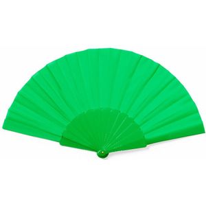 Spaanse handwaaier - groen - gerecycled kunststof/polyester - 42 x 23 cm - Verkleedattributen