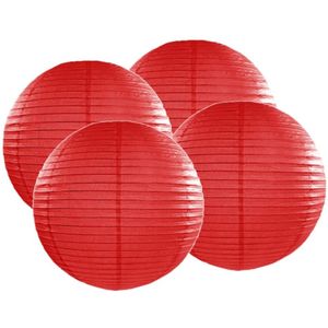 4x stuks luxe bol vorm lampion rood 35 cm - Feestlampionnen