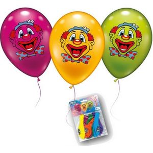 Gekleurde ballonnen met clowntjes 6x - Ballonnen