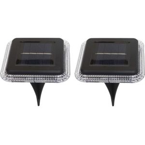 Buiten lampje/prik spots - set 2x - solar verlichting - tuinpad/plant verlichting - LED - D10 cm - Grondspotjes
