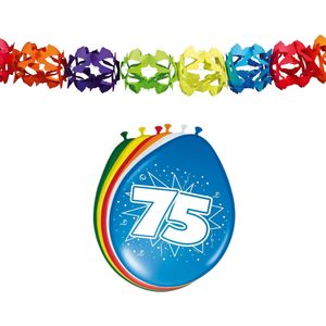 Folat Party 75e jaar verjaardag feestversiering set - Ballonnen en slingers - Feestpakketten