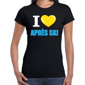 I love Apres-ski t-shirt wintersport I love zwart voor dames  - Feestshirts