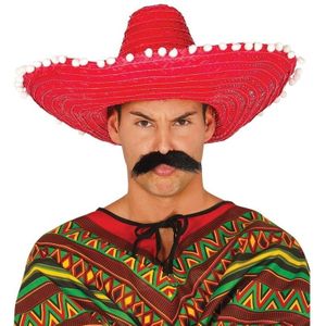 4x stuks rode sombrero/Mexicaanse hoed 50 cm voor volwassenen - Verkleedhoofddeksels