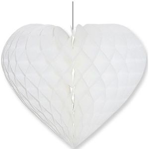 Papieren honeycomb hart wit 40 x 44 cm - Hangdecoratie