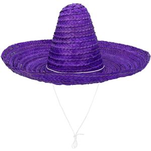 Carnaval verkleed Sombrero hoed Fiesta - paars - volwassenen - polyester - Luxe uitvoering - Verkleedhoofddeksels