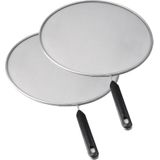 Lowenthal Spatdeksel/afgietdeksel - 2x - kunststof - RVS - Diameter 29 cm - universele pannendeksel