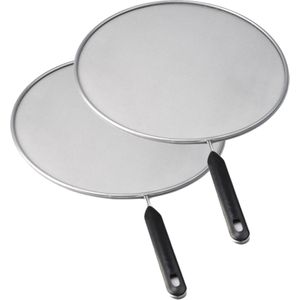 Lowenthal Spatdeksel/afgietdeksel - 2x - kunststof - RVS - Diameter 29 cm - universele pannendeksel