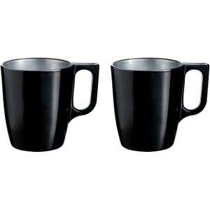 Set van 12x stuks koffiekopjes/bekers zwart 250 ml - Koffie/thee kopjes van keramiek