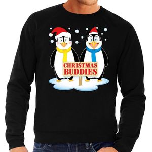 Foute kersttrui pinguin vriendjes zwart heren - kerst truien