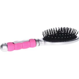 Haarborstel Hairmaster - zilver met roze handvat - 23 x 6 cm - kunststof - heren/dames/kinderen - Haarborstels