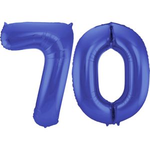 Grote folie ballonnen cijfer 70 in het blauw 86 cm - Ballonnen