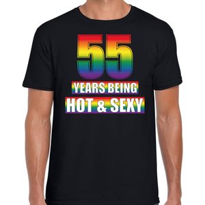 Hot en sexy 55 jaar verjaardag cadeau t-shirt zwart voor heren - Gay/ LHBT kleding / outfit - Feestshirts