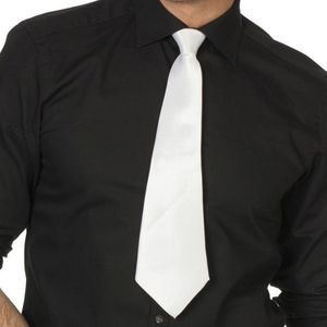 Carnaval/feest stropdas wit 41 cm voor volwassenen - Verkleedstropdassen