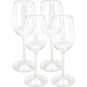 Excellent Houseware Wijnglas - 4x - transparant - kunststof - 330 ml