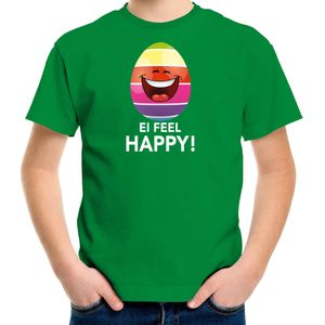 Vrolijk Paasei ei feel happy t-shirt groen voor kinderen - Paas kleding / outfit - Feestshirts
