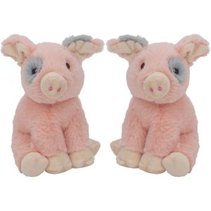 Multipak van 2x stuks pluche dieren knuffels Varkens/biggetjes van 18 cm - Knuffeldieren speelgoed