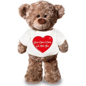 Lieve oma en opa we miss you pluche teddybeer knuffel 24 cm wit  - Knuffelberen