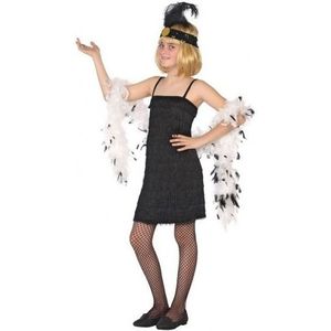 Carnaval/feest zwart flapper jurkje voor meisjes 1920s/roaring twenties - Carnavalsjurken