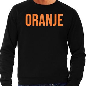 Koningsdag sweater voor heren - oranje - zwart - met glitters - oranje feestkleding - Feesttruien