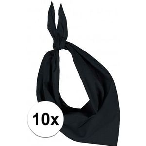 10x Bandana zakdoeken zwart - Bandana's