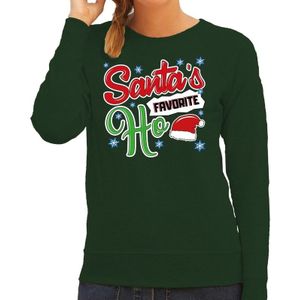 Groene foute kersttrui / sweater Santa his favorite Ho voor dames - kerst truien
