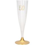 24x Sarah/50 jaar gouden/gouden champagne glazen/flutes 14 cl/140 ml van kunststof - Champagneglazen