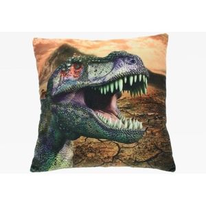 Woon sierkussens T-Rex dinosaurus print 35 x 35 cm - Dinosaurussen print kussen - Kinderkamer accessoires