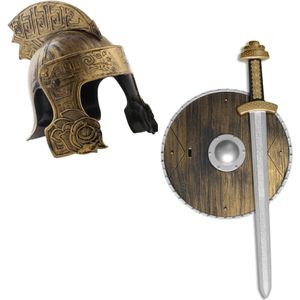 Ridder helm brons met set ridder speelgoed wapens - Verkleedhoofddeksels