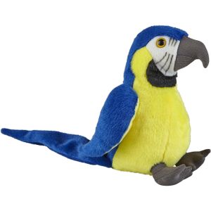 Pluche knuffel dieren blauw/goud Macaw papegaai vogel van 18 cm - Vogel knuffels