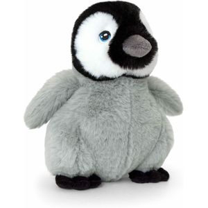 Keel Toys pluche pinguin kuiken knuffeldier - grijs/zwart - staand - 25 cm - Knuffeldier