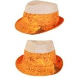 Carnaval verkleed set hoed en stropdas in BIER thema print - Verkleedhoofddeksels
