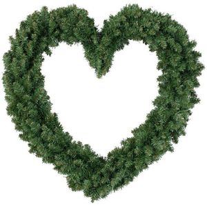 Valentijn versiering deurkrans hart groen 50 cm - Feestdeurdecoraties