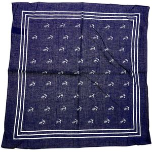 Matroos/kapitein/piraten zakdoek - blauw - met ankers patroon - 55 x 55 cm - Verkleedattributen