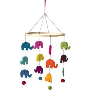 Olifant thema baby mobiel/boxmobiel 45 cm kinderkamer decoratie - Muziekmobielen / boxmobielen