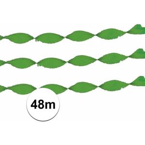 2x Crepe papieren slingers groen 24 m - Feestslingers
