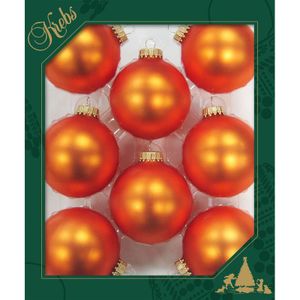 Kerstballen - 8x st - velvet oranje - 7 cm - glas - wildfire - kerstversiering - Kerstbal