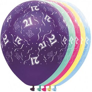 10x stuks Helium leeftijd ballonnen 21 jaar - Ballonnen