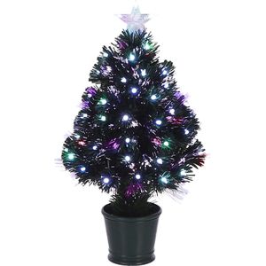Fiber optic kerstboom/kunst kerstboom met verlichting en piek ster 60 cm - Kunstkerstboom