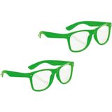 Set van 10x stuks neon verkleed brillen groen - Verkleedbrillen